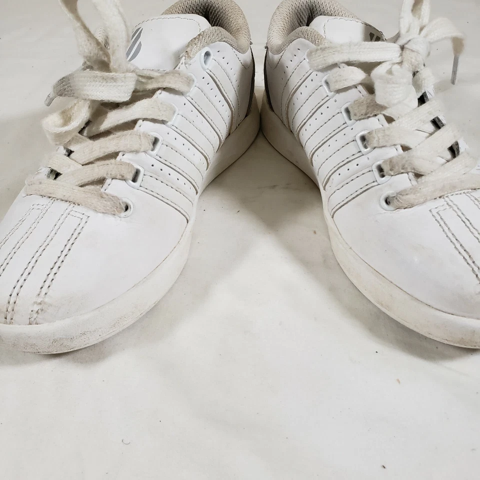 Tenis clásicos de cuero blanco K-Swiss 53643-131 niños niñas jóvenes talla 1 Foto 3 de 4