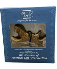 PRESTIGE PLACE VINTAGE ROCKING HORSE STONEWARE POMANDER MUSEUM FOLK ART DESIGN 