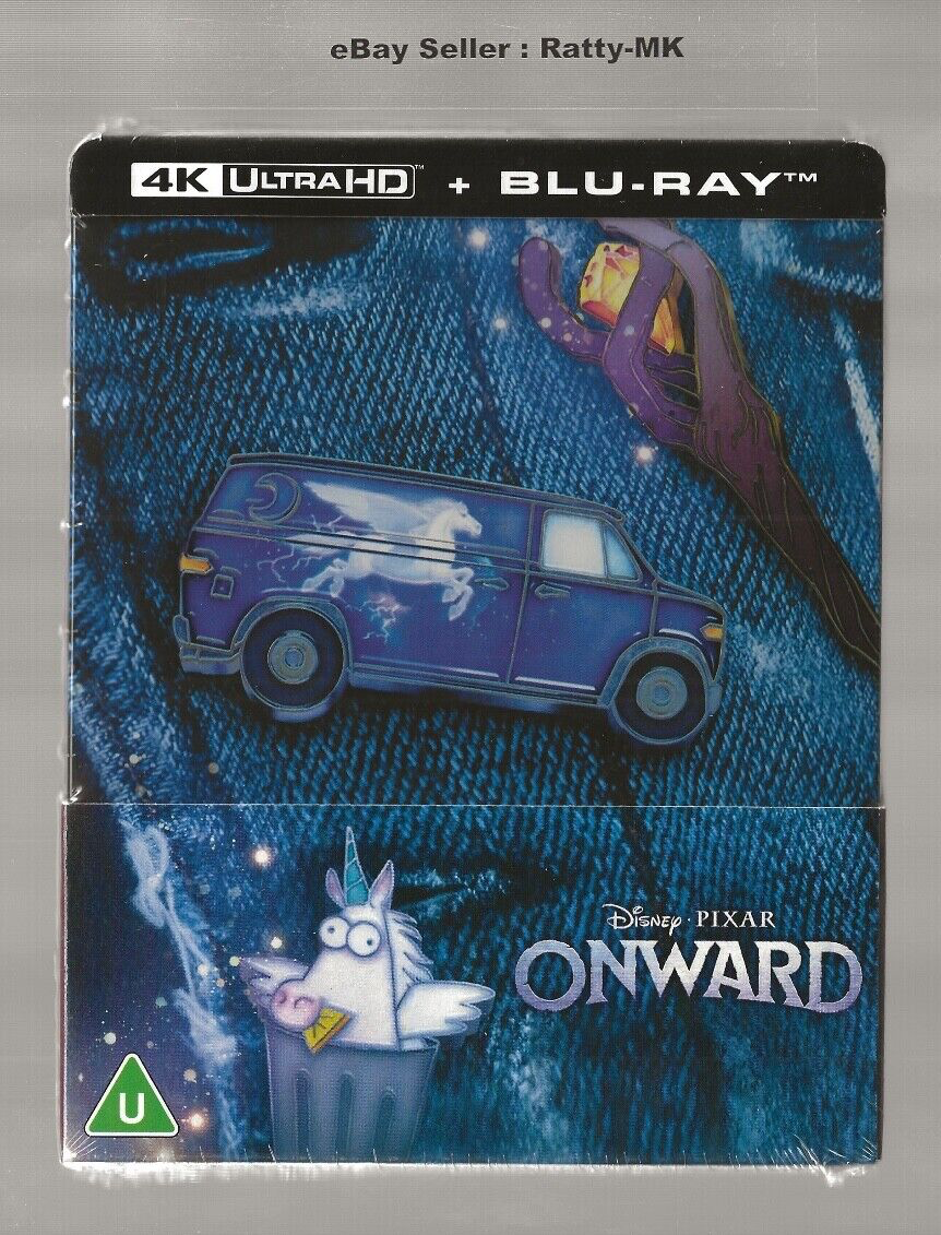DISNEY PIXAR'S ONWARD - UK EXCLUSIVE 4K UHD + BLU RAY STEELBOOK - NEW