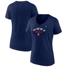 Boston Red Sox MLB Women's Majestic Navy 'You Had Me At'' V-Neck T-Shirts: S-2XL