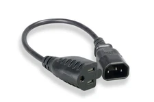 Premium NEMA 5-15R To IEC320 C14 Outlet Power Cord Adapter 18AWG Rating 1 Feet