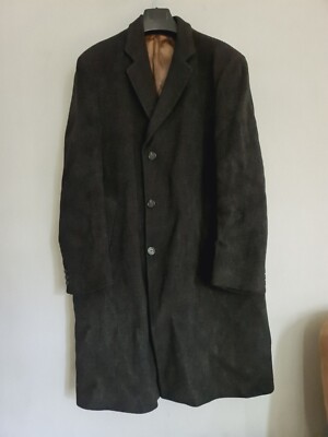 Genuine CROMBIE By Crombie Coat Jacket Mens Thick Wool Tweed Dark 