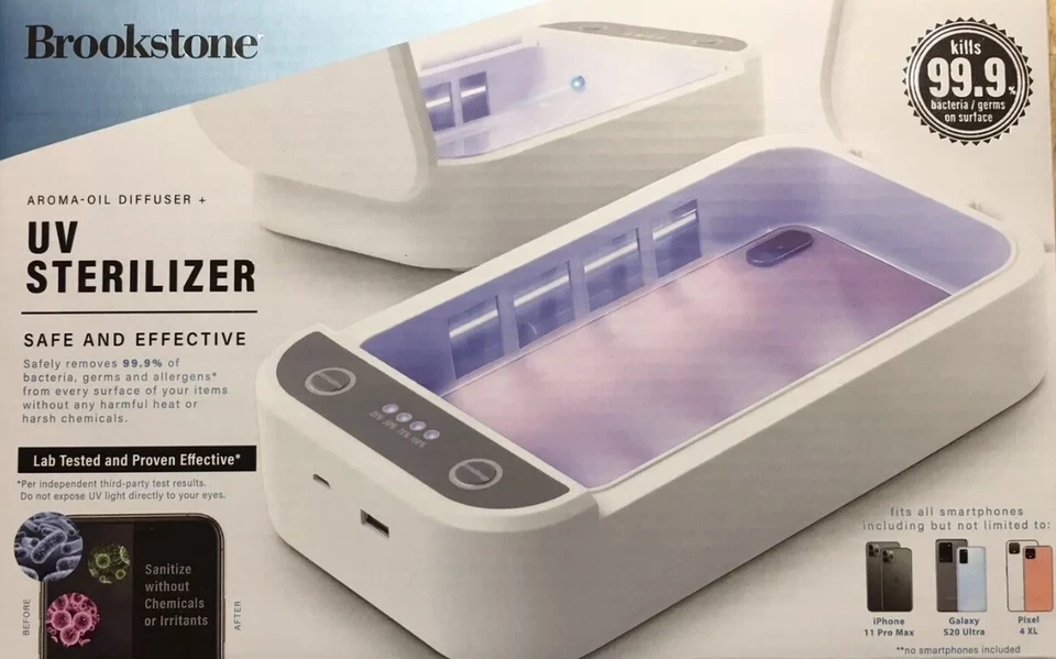 Nuevo Brookstone Esterilizador UV Universal Smartphone Cargador iPhone Android Foto 2 de 4