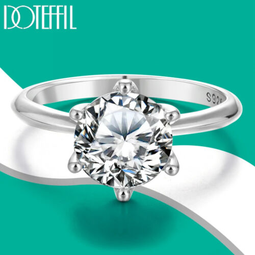 DOTEFFIL D Color 1-3CT Moissanite Ring VVS1 Lab Diamond With GRA Band Jewelry - Picture 1 of 10