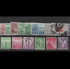 Circa 1940’s - United States Small Collection of 15 different Used stamps