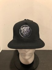 Marvel Black Panther Logo Black Ball Cap Hat Adjustable Snapback One Size 