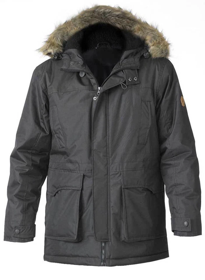 D555 Duke Big Mens Parka Jacket Coat Khaki Navy Black Detachable Fur 2XL-8XL - Image 3 of 4