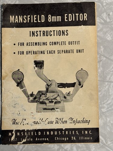 Mansfield Reporter 8mm Film Editor Model 650 Instruction Manual - 第 1/3 張圖片