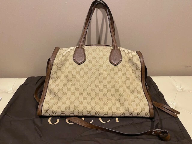 Gucci Brown Original GG Canvas Supreme Zip Pocket Tote