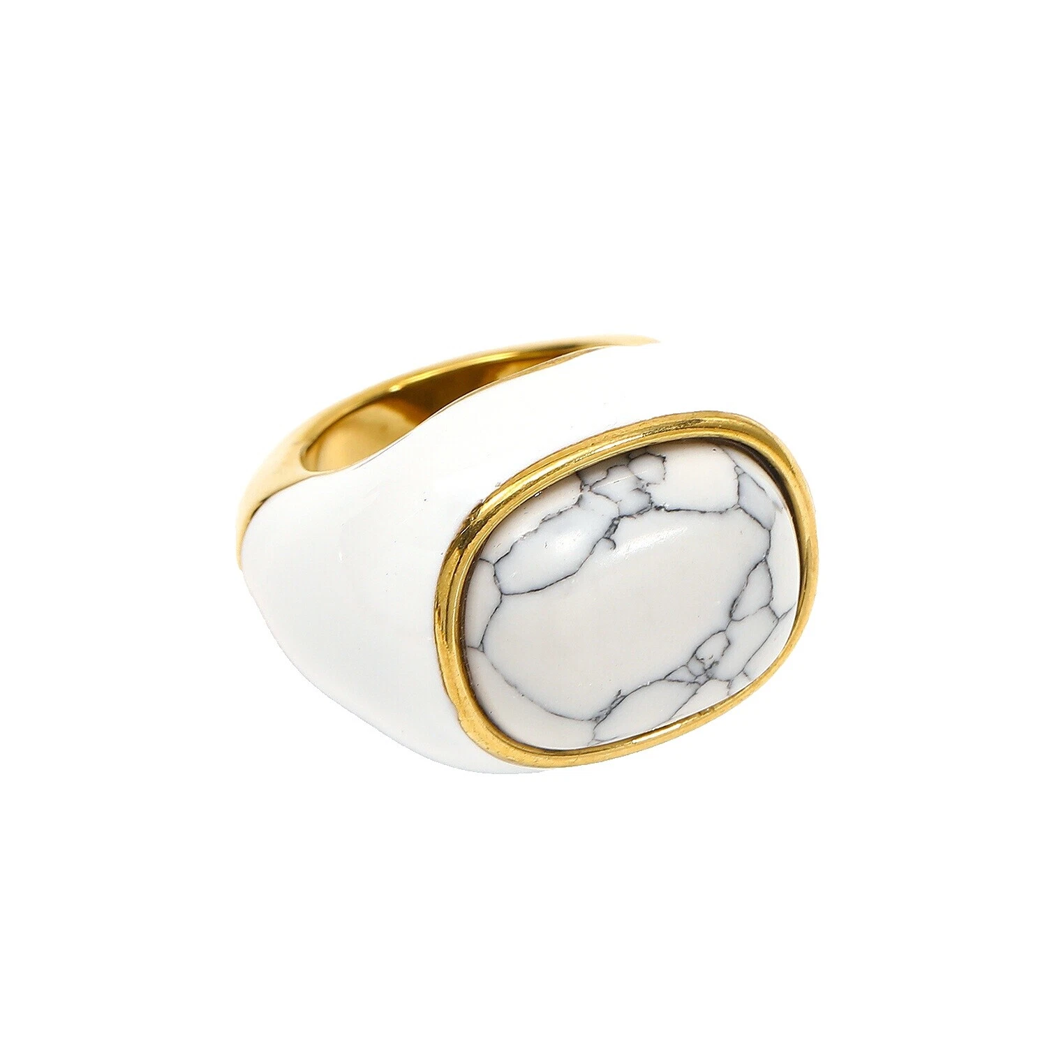 Anillos de Acero Inoxidable Esmalte Blanco para hombres