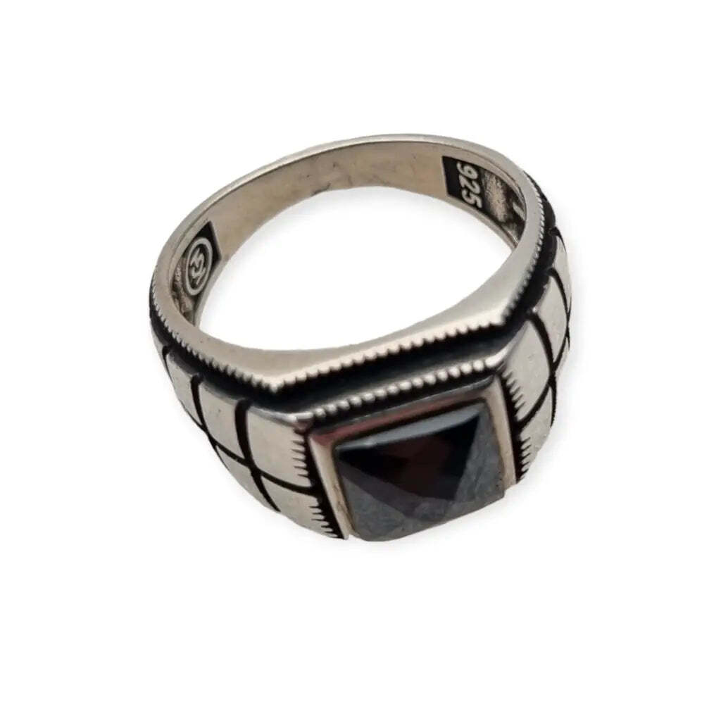 アクセサリー vintage onyx silver925 ring Vintage 925 Silver Faceted Black Onyx Ring, 80s, Retro Gifts