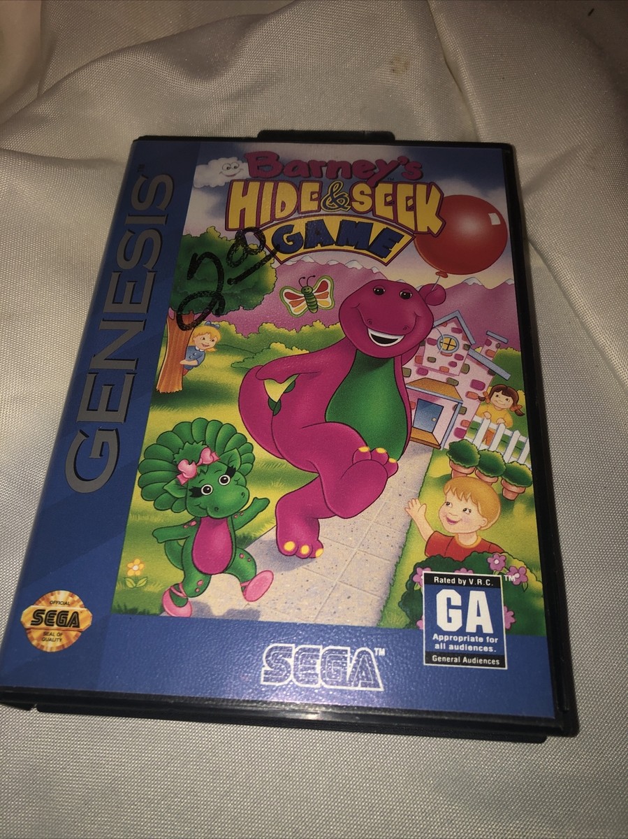 BARNEY HIDE AND SEEK Game Sega Genesis Complete With Box TESTED 10086015348