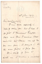 Henry Burton Buckley, 1st Baron Wrenbury Signed Letter 1917 / Autographed