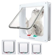 Cat Door Flap 4 Way Locking Cat Door for Interior Exterior Doors, Weatherproof