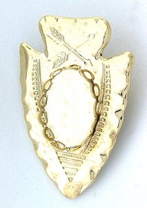 Authentic Gold Plated 18x13 18mm x 13mm Cabochon Arrowhead Bolo Tie Bezel Mounting CF119