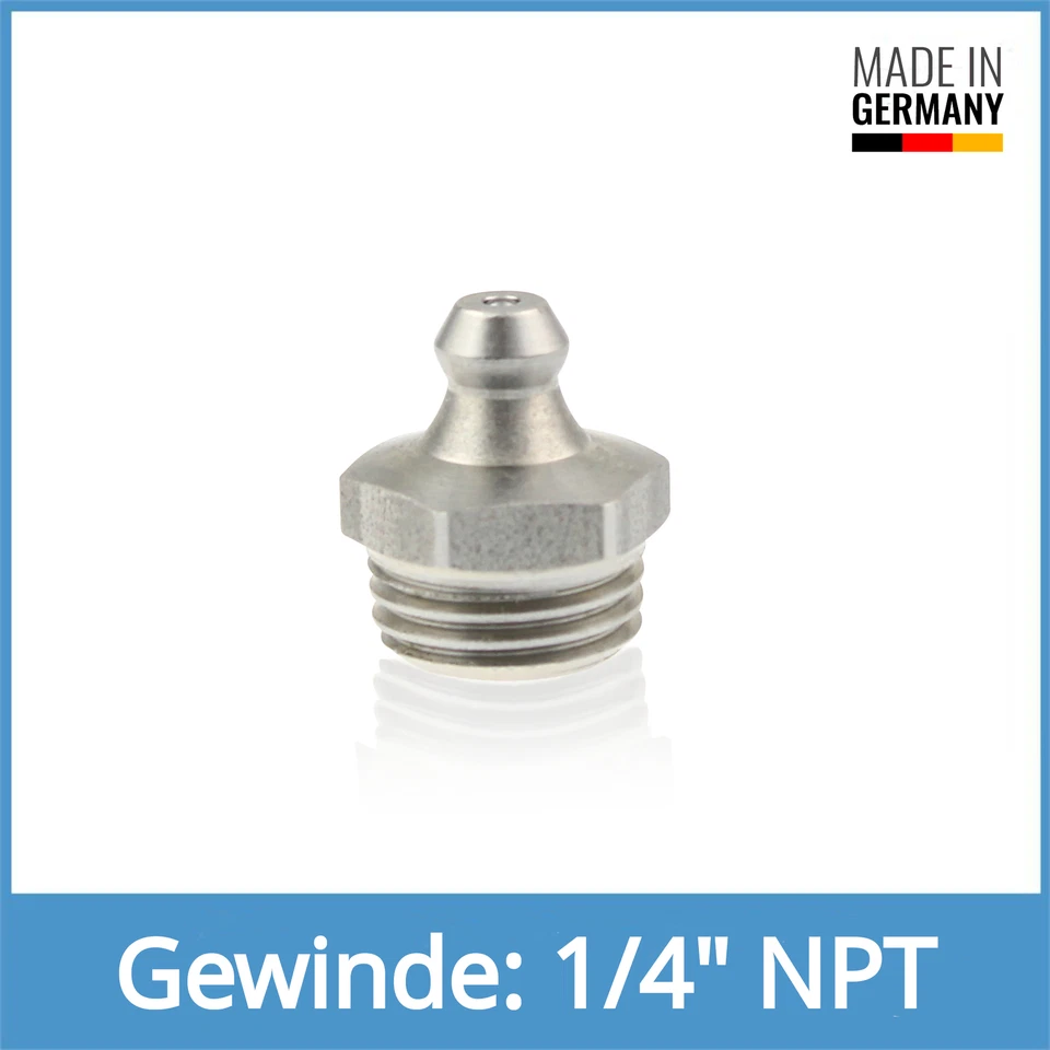 WTB® DIN 71412 A (H1) 1/4" NPT acero inoxidable V4A boquilla de lubricación cónica boquilla de lubricación