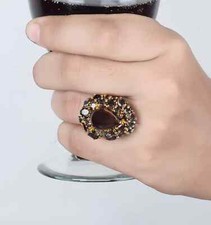 Smoky Quartz Ring Jewelry Silver Pear Gemstone Shape Natural 925 Gold Plated