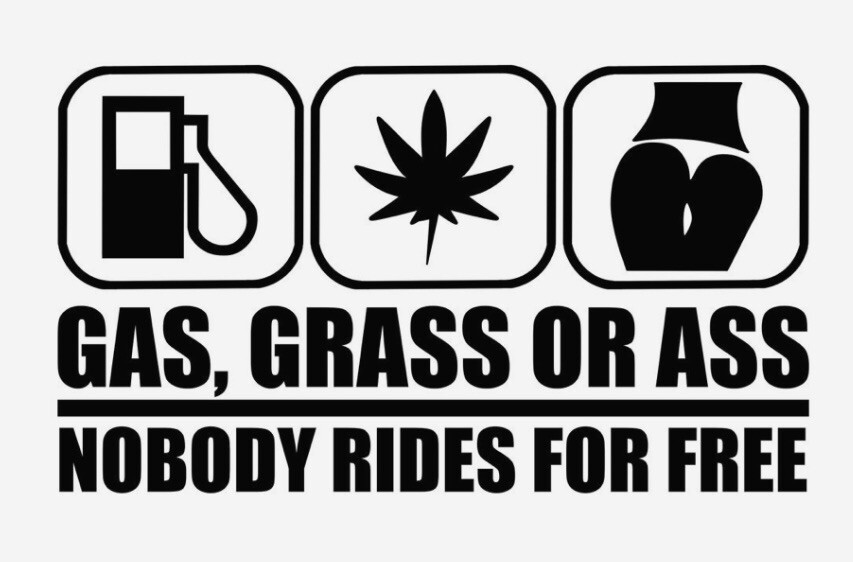 Nobody Rides For Free White Vinyl Decal Sticker | eBay
