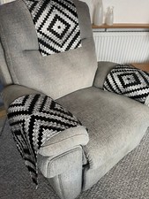 Stuhl Sessel Rückenlehne Bezug Antikassar Sofa Sessel 1 x Schwarz / Silber Retro Look