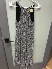 Michael Kors Black and White Floral Pattern Sleeveless Dress - Size XS