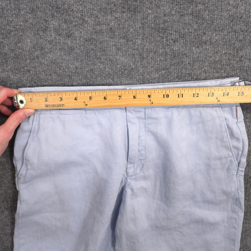 Pantalones Cortos Orlebar Marrón Norwich Lino Para Hombre 30 Azul Claro Chinos 8" Entrepierna Preppy Foto 4 de 4