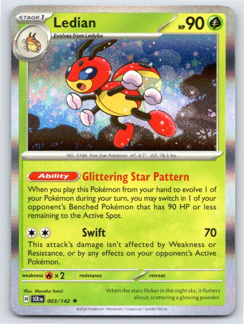 2024 POKEMON LEDIAN STELLAR CROWN 3/142 HOLO RARE NM A11857 FREE S&H