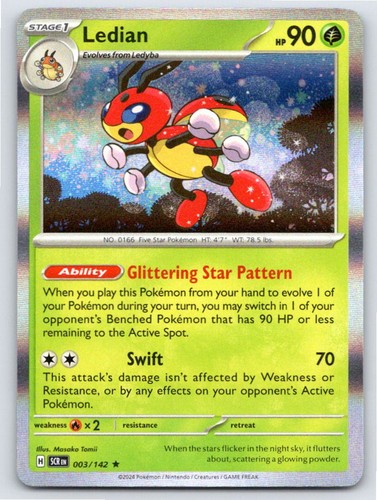 2024 POKEMON LEDIAN STELLAR CROWN 3/142 HOLO RARE NM A11857 FREE S&H