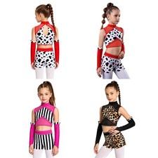 Kids Girls Crop Top Shorts Training Gymnastics Stage Jazz Dance Hip Hop Cheer