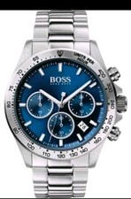 Hugo Boss HB1513755 Hero Sport Lux Mens Silver Stainless Chrono Watch + Gift Bag