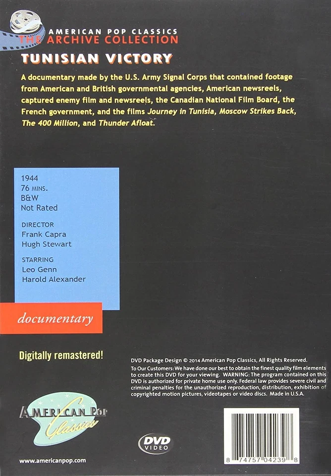 Tunisian Victory (DVD) Harold Alexander Leo Genn (US IMPORT) - Image 2 of 2