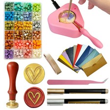 Electric Wax Seal Warmer Kit Heart Stamp 600pcs 24 Colors Wedding DIY