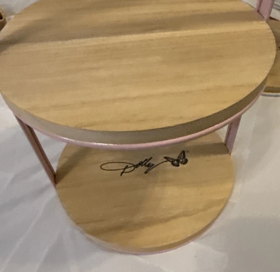New Pink Dolly Parton Wood 2 Tier Tray Viral Shelf Server Trending OG HTF…. - Image 2 of 4