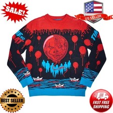 OFFICIAL PENNYWISE THE DANCING CLOWN IT UGLY JUMPER SWEATER HORROR BALLOON
