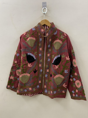 Uzbek Suzani Jacket Rust TNT Embroidered Floral Bohemian Ethnic Coat