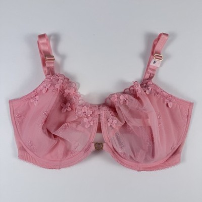 Victoria's Secret Bra Wicked Pretty Petals Unlined Pink Embroidery Bra 38DDD NWT