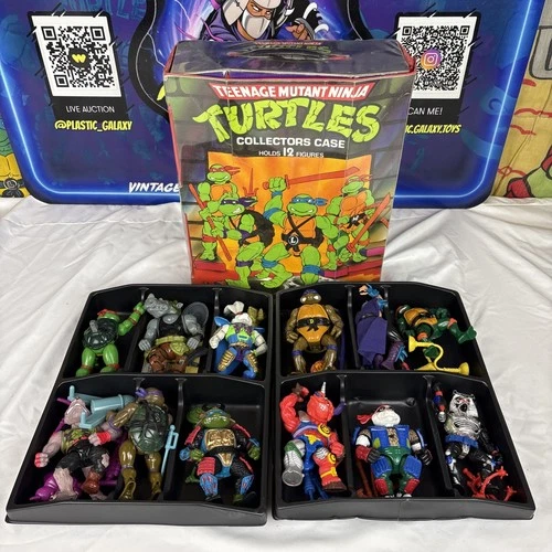 Vintage Playmates TMNT Teenage Mutant Ninja Turtles Case FULL Figures & Weapons
