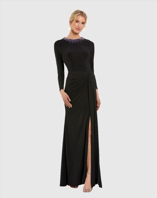 slim fit dress slacks La Femme 33135 - Long Jersey Sheath Dress main image 0