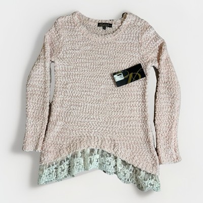 Absolutely Famous Women's Size Medium Pink White Brown Layered Sweater  (A31)