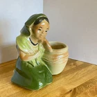 Vintage MCM Shawnee Pottery Ceramic Planter - Sweet Mexican Southwestern Girl