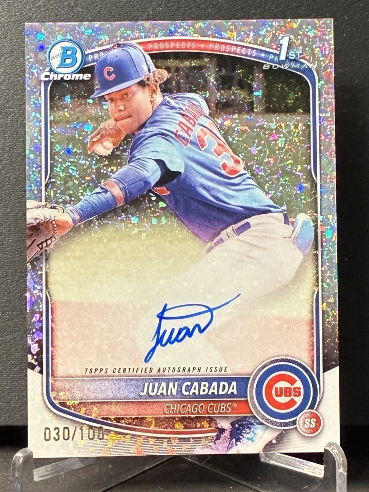 2025 Bowman Chrome #CPA-JC JUAN CABADA 1st Bowman Auto Mini Diamond Ref. #/100