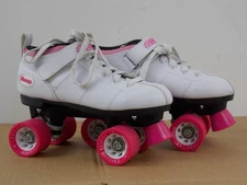 Chicago bullet women’s 4 wheel  quad speed roller skates white/pink size US 7