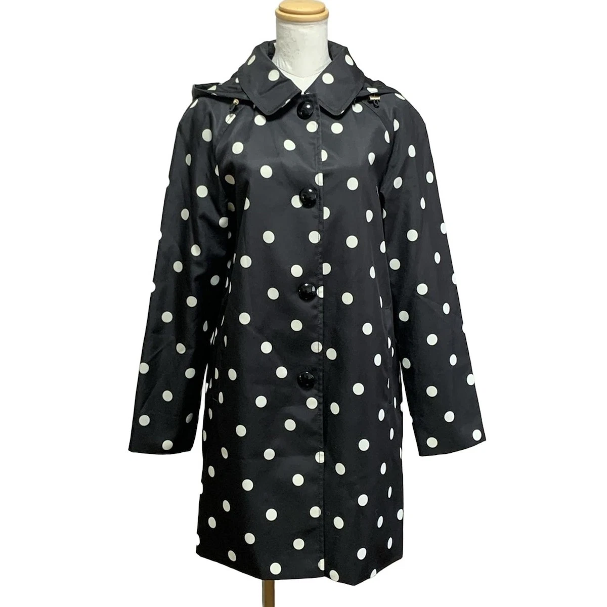Auth Kate Spade Cappotto da donna in poliestere panna nero