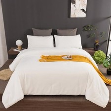 Size Comforter Set 3Pcs White Bedding Comforter Sets Fluffy King White Velvet