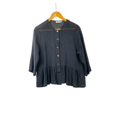 Masai Copenhagen Black Textured Knit Cardigan Jacket Open Front Size L