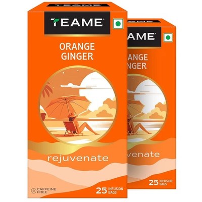 TE-A-ME Orange Ginger Tea, 50 Bags Fruit Tea Bags Caffeine Free rejuvenating