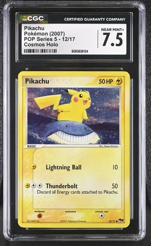 CGC 7.5 Pikachu POP Series 5 Corrected Back 12/17 Cosmos Holo Pokemon Card