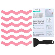 6 Pack S-Shape Bathtub Non Slip Stickers 7.87x0.79 Inch, Pink