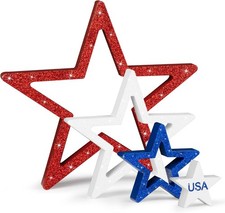 4th of July Decorations Stars Set 4, Red White Blue Red, Blue,