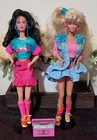 Lot of Two Vintage 80's Barbies w/ Boombox, Cassette Tape Spins!