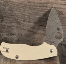 RARE Spyderco Maniago Italy Damascus Urban Ivory G10 Bjorkmans Twist DS93X 